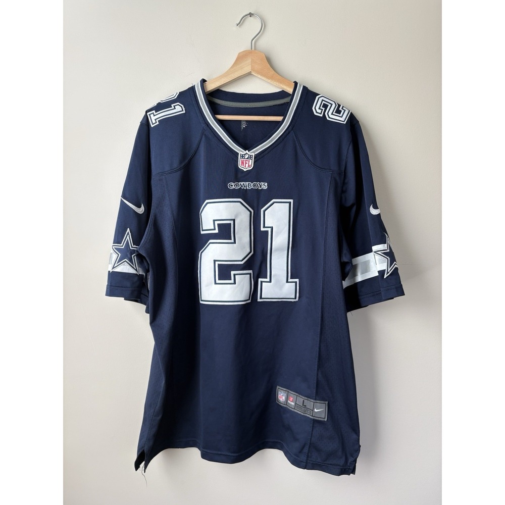 Mens Nike Dallas Cowboys Esekial Elliot Football Jersey #21 Blue Size Large